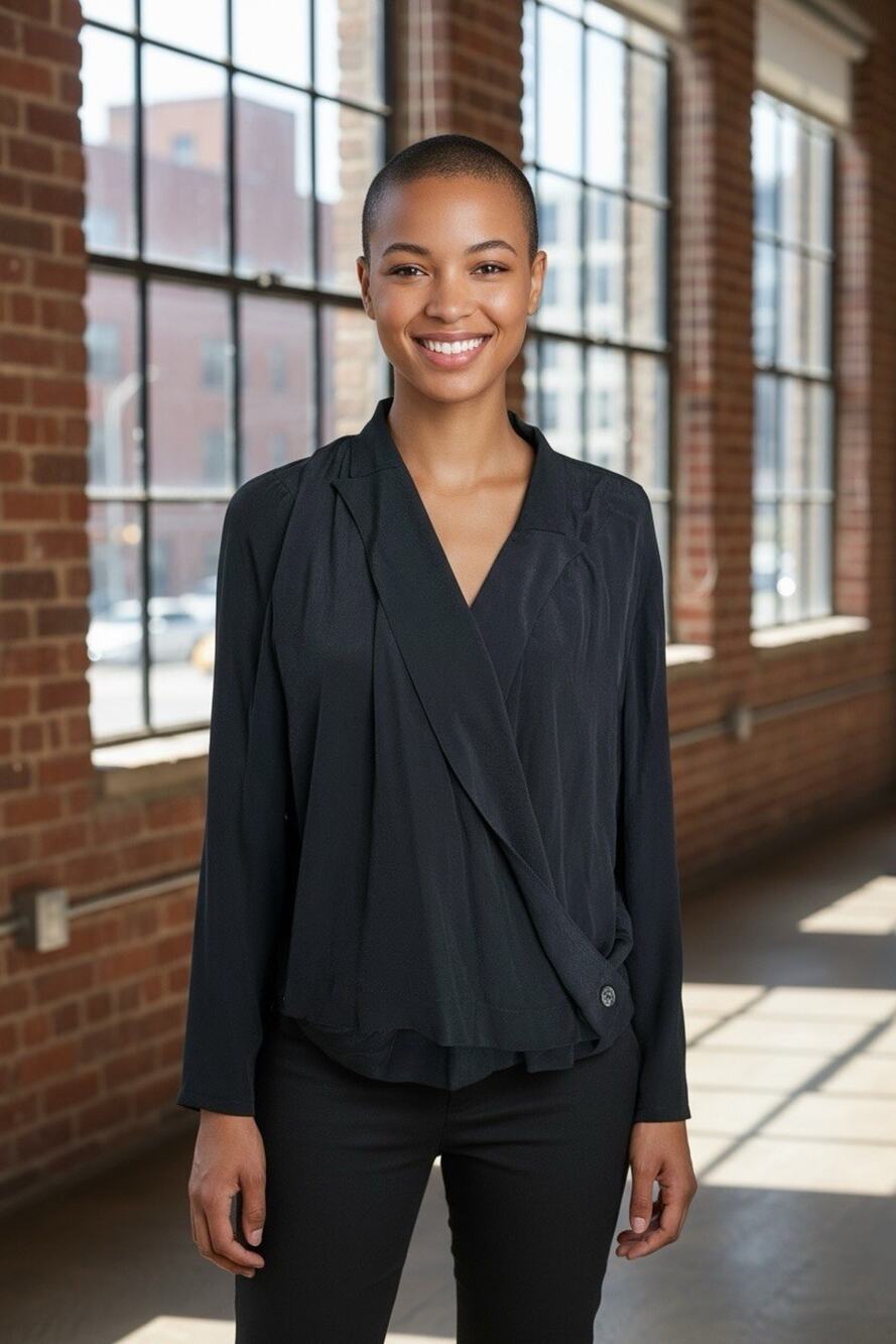 Anthropologie Ett Twa Black Summer Wrap/Open Long Sleeve Blazer Cardigan US 10